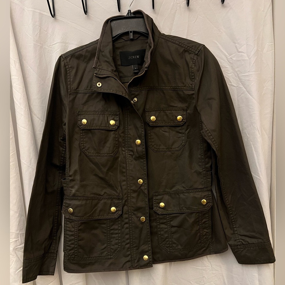 Small J. Crew Women's Olive Downtown Field Jacket 100% Cotton